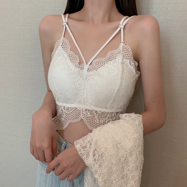 V-Neck Sexy Lace Sling Cropped Top