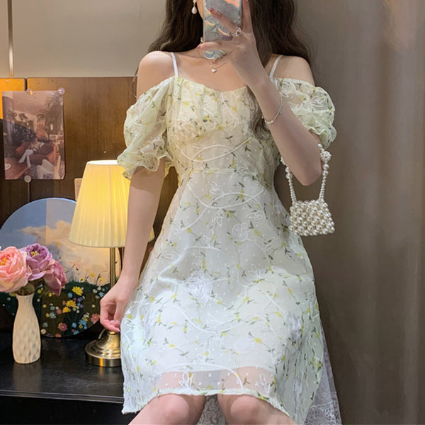 Small Fresh Suspender Floral Dress