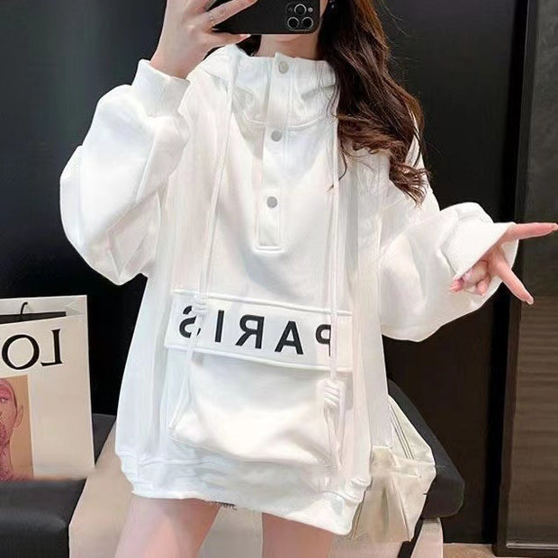 Solid Color Lazy Style Hooded Sweater