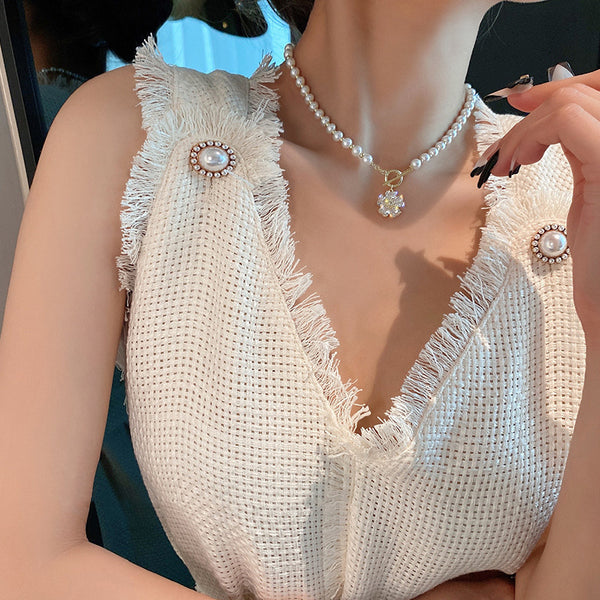 Fashion Small Fresh Zircon Pearl Necklace