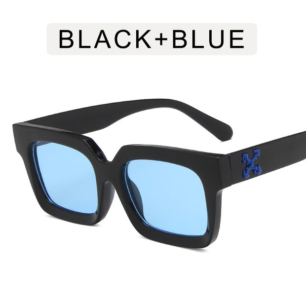 Personality square snowflake white frame sunglasses