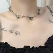 Vintage punk trend rose necklace