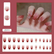 Love peach bow see light color change three-dimensional manicure