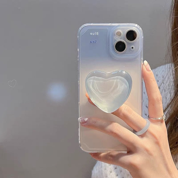 Gradient Blue Love Bracket Iphone Transparent Soft Shell