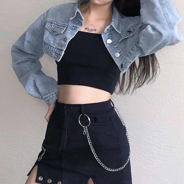 Vintage Denim Cropped Jacket – DRESSVY