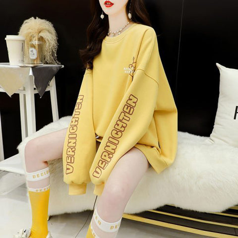 Thin Student Loose Casual Large Size Yellow Sweater