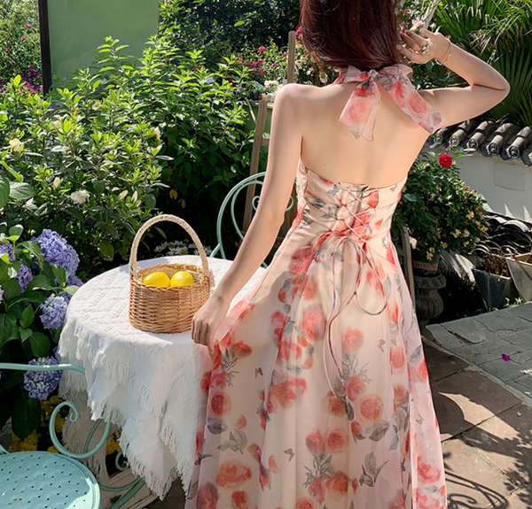 Chiffon Halterneck Summer Dress