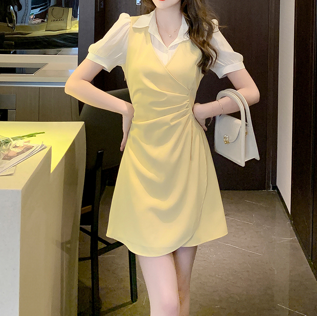 Irregular Waist Fake Two-Piece Slim Dress