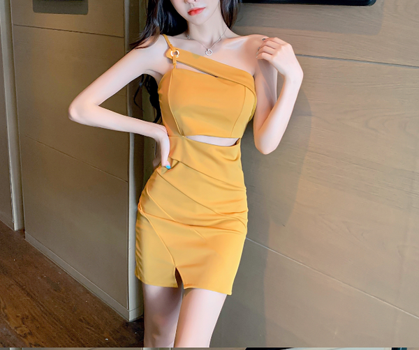 Sexy One-Shoulder Sling Hollow Bodycon Dress