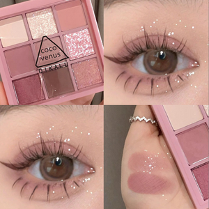 Nine-Color Eye Shadow Cool Smoke Powder Tray Matte Pearlescent Glitter Tulip Eye Makeup