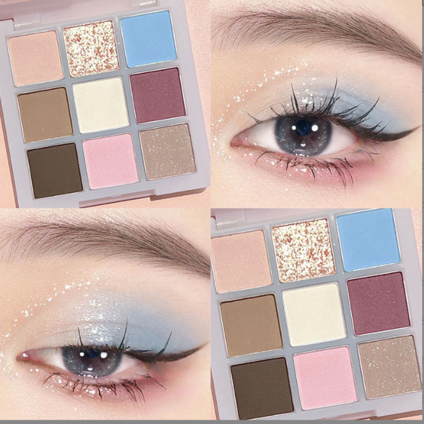 Nine-Color Eye Shadow Cool Smoke Powder Tray Matte Pearlescent Glitter Tulip Eye Makeup